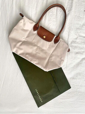 Longchamp Le Pliage Large Tote Cream Brown Like New